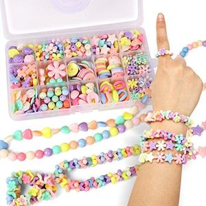 Ashintar DIY Bracelet Making Kit, 24 Grids Mixed Shapes Multicolor Acrylic Safety Kids DIY Handmade Beaded Toys, Parent-child Interaction Craft Kits, Necklace Making Kits For Girls,Plastic Colorful Craft Beads Bracelets Necklace Gifts For Chirldren