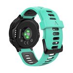 MoKo Watch Strap Compatible with Garmin Forerunner 735XT/220/230/235/235 Lite/620/630 Smart Watch, Soft Silicone Adjustable Replacement Band fit Approach S20/S6/S5 - Mint Green & Black