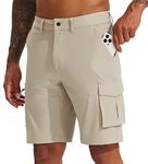 Willit Men's Hiking Cargo Shorts Golf Athletic Shorts Quick Dry Stretch Casual Summer Shorts with Pockets 9" Khaki 32