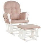 DORTALA Glider and Ottoman Set, Rocking Chair & Ottoman Set with Solid Wooden Frame, Detachable Padded Cushion with Storage Pocket, Rocker Nursery Furniture for Nursing Baby, Reading, Pink