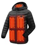 Venustas Heated Jacket with Battery Pack 7.4V (Unisex), 6 heat zones, Heated Coat for Women and Men with Detachable hood