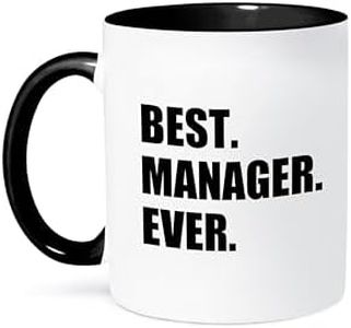 3dRose Best Manager Ever - Worlds Greatest managerial Worker - Fun Job Pride - Two Tone Black Mug, 11oz, 11 oz, Black/White