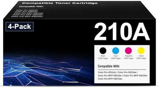 210A Toner Cartridge Compatible Replacement for HP210A W2100A W2101A W2102A W2103A Works with HP Color Pro MFP 4301 4201 Series MFP 4301dw 4301fdn 4301fdw 4201dw 4-Pack Black Cyan Magenta Yellow