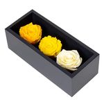 Khiva Preserved Roses in Wood Box, 3 Yellow Birthday Flowers for Delivery Prime, Everlasting Flowers, Natural Forever Roses That Last for Years, Eternal Rose, Gift Delivery for Mum