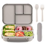 Amathley Lunch Box Kids,Bento Box Adult Lunch Box,Leakproof Lunch Containers for Adults/Kids/Toddler,1200ML-4 Compartments bento Lunch Box with Utensil,Microwave & Dishwasher Safe (White)