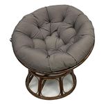 FUYAO Round Papasan Chair Cushion, Thick Pearl Cotton Filling Swing Cushions, Removable Papasan Wicker Rattan Egg Chair Pad With Non-slip Ties, For Indoor/Outdoor(Size:110cm,Color:Dark grey)