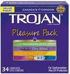 TROJAN Pleasure Pack Assorted Lubricated Latex Condoms, 34 Count