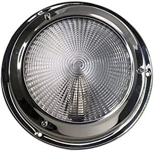 Pactrade Marine Dome Light 12V - 4-Inch Lens, Cool White LED | Stainless Steel Boat Light with Built-In Rocker Switch, Surface Mount | RV, Trailer, Boat Interior Lights, Marine Lights