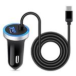 USB C Car Charger, 3.4A Fast Charging Car Adapter+3ft Type C Cable for Samsung Galaxy S24 S23 S22 S21 S20 S10 Note 20 A10E A20 A50 A51 A71 A11,LG Stylo 6/5/4 G7 V60 ThinQ Moto G8 G7 Google Pixel 4 3a