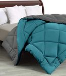 Cloth Fusion Reversible Ac Comforter Double Bed King Size Quilt Blanket For Winter (200 Gsm, Teal & Light Grey, Microfibre), tc-200