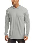 MAGCOMSEN Mens Long Sleeve T Shirts Hoodie with Thumb Holes UV Protection Moisture Wicking Active Shirts Hiking Grey