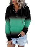 KISSMODA Women's Plus Size Hoodies with Pockets Warm Long Sleeves Junior Autumn Hoodies Gradient Tops Black Green Large