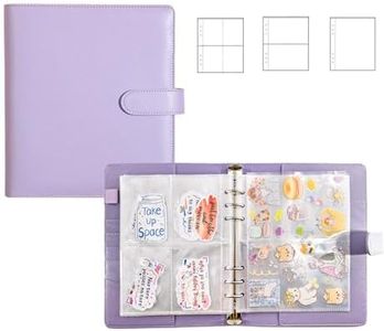Sticker Binder Organizer with Storage Sleeves,Reusable Stickers Collecting Book Album Holder, A5 Blank Sticker Container Organizer-Purple(3 in 1,40 sheets in total)