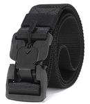 Contacts Synthetic Quick Release Buckle Nylon Belt for Men | Men's Nylon Belt (Free Size) (Black)