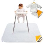 2-in-1 Waterproof Baby Splat Mat for Under High Chair (51” x 51”) with Toddler Smock and Weaning Ebook - Large Non-Slip Infant High Chair Mat Food Catcher Protects Floor from Mealtime Messes