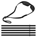 5 PCS Unisex Glasses Straps, Soft Sport Eyeglasses Straps, Glasses Chain, Eyeglasses Cord, Sunglass Straps, Adjustable Non-Slip Eyewear Retainer for Running Reading Sports Outdoor (Black)