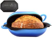 LoafNest: Incredibly Easy Artisan Bread Kit. Cast Iron Dutch Oven [Compact 2 qt Size] and Perforated Non-Stick Silicone Liner.