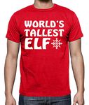 World's Tallest Elf Funny Sarcastic Humor Xmas Gift Holiday Fun Tee Men's Shirt (Red, X-Large)