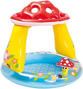 INTEX 57114EP Mushroom Baby Pool: Built-in Mushroom Shade – Soft Inflatable Floor – Durable Vinyl – Ages 1-3 – 40" x 35"