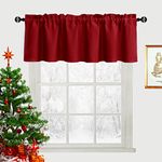 XWZO Christmas Red Blackout Valance Curtains for Kitchen Short Curtains Rod Pocket Room Darkening Small Window Curtains Valances for Living Room, Bedroom, Bathroom, 42 x 18 Inches Length, 1 Panel