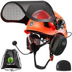 GREEN DEVIL Forestry Safety Helmet Arborist Helmet Chainsaw Hard Hat with Built-in Visor Mesh Face Shield Ear Muffs and Helmet Liner 5 in 1 System Logging Garden Work Hardhats Industrial ANSI Z89.1