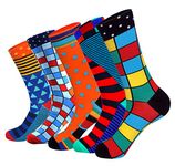 Mixsense Men's Dress Funny Colorful Novelty Comfort Casual Cotton Crew Socks Pack (set10)