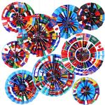 Outus 9 Pcs International World Flags Classroom Decorations Around the World Hanging Paper Fans Country Flags of the World Decor Party Banner Garland for Office Classroom Decor