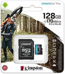 Kingston 128GB microSDXC Canvas Go Plus 170MB/s Read UHS-I, C10, U3, V30, A2/A1 Memory Card + Adapter (SDCG3/128GBCR)