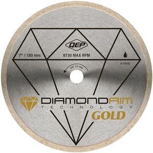 QEP 7" Continuous Rim Premium Diamond Blade for Wet or Dry Cutting of Ceramic, Porcelain, and Marble Tile, Silver