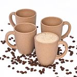 Eha Set of 4 Earth-Friendly Classic Coffee Mug | 300 ml | Made with Rice Husk & Bamboo Fibers | Microwave Safe | for Hot & Cold Coffee, Milk & Tea Cup | Matte Finish Mugs | Tortilla