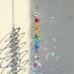 GWAHSA Suncatcher Wind Spinner Gazing Ball Spiral Tail, Crystal Sun Catchers with Seven Chakra Beads Window Hanging for Indoor Home Outdoor Garden Decor Wedding Birthday Party Gifts for Girl Women Mom