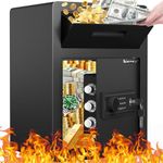 Kavey 2.6 Cub Safe Box with Drop Slot, Large Drop Safe with Digital Touch Screen Keypad and Dual Warming Alarm, Cash Drop Safe Box with Mute Function and LED Light, Home Safe for Valuables, KT-50