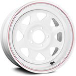 Allied Wheel 80W White 8-Spoke 15x10 6X5.5, 3.75"BS, Durable Gloss White Finish Steel Wheel for Cars and Light Trucks, Chrome Cap Included, Protective E-Coating