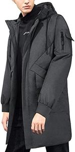 Pioneer Camp Men's Winter Coats Water-Repellent Windproof Thicken Parkas Long Hooded Padded Puffer Jacket（Charcoal Heather，M）