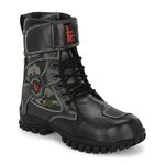 KAVACHA Mens Bullet Green Biker Boot/Motorcycle Boot/Pro Riding Pure Leather Upper & Rubber Sole, Memory Form Insocks For Long Time Wear Super Extra Comfort With Isi Mark Steel Toe Size :6