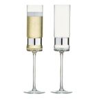 Anton Studio Designs SoHo Handmade Champagne Flutes Perfect Party Tableware for Weddings and Celebrations - 200 ml - Silver - Set of 2 Elegant Champagne Glasses