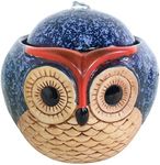 Sunnydaze Ceramic Owl 6-Inch Indoor Tabletop Fountain - Electric Submersible Pump with Adjustable Flow - Soft Water Sounds