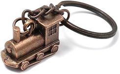 Komonee Steam Train Key Chain Metal Railway Locomotive Keychain Mens Womens Hobbyist Keyring