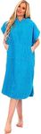 Adore Home Ladies Hooded 100% Cotton Changing Robe with Pocket Beach Terry Towelling Poncho Towel Swimming Surf, L/XL, Aqua