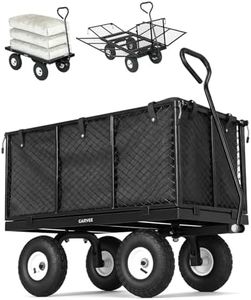 Garvee Versatile Outdoor Utility Cart-800LBS Heavy-Duty, 10" All-Terrain Pneumatic Tires, Easy Maneuverable Lawn Cart with Removable Mesh Panels for Gardening&Landscaping, Black, with Waterproof Liner