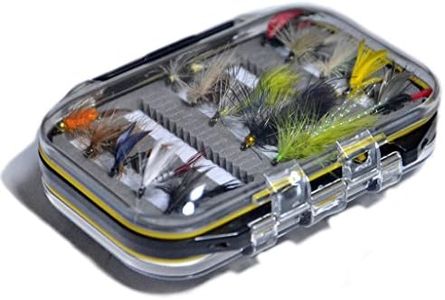 Outdoor Planet Double Side Waterproof Pocketed Fly Box + Assorted Trout Fly Fishing Lure Pack of 15 Pieces Fly Lure