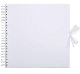 Large Square Scrapbook- Quality White Kraft Paper Scrapbook with Ribbon (Large 30cm x 30 cm - 40 Sheets)