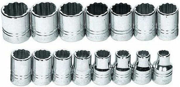 Williams MSS-15RC 15-Piece 1/2-Inch Drive Metric Shallow 12 Point Socket Set