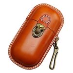 Fanyixuan Handmade Leather Eyeglass Case Hard Shell Retro Men And Women Sunglasses Nearsighted Glasses Hooks Protection Box, Brown, Small
