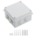 LeMotech ABS Plastic Dustproof Waterproof IP65 Junction Box Universal Electrical Project Enclosure White 3.9" x 3.9" x 2.8"(100mmx100mmx70mm)