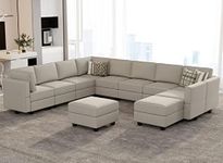 Belffin Modular Sectional Sofa with Ottomans Velvet Oversized U Shaped Sofa Couch with Storage Seats Sofa Set with Reversible Chaise Velvet Grey…