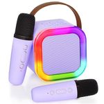 Ankuka Mini Karaoke Machine for Kids Gifts Adults (Cute Little & Portable) Bluetooth Speaker with 2 Wireless Microphone Birthday Gifts Presents for Girls 3-12 Years Old Toddler Toys(Purple)