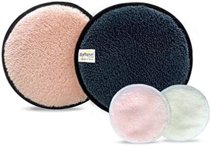 SOFTSPUN Microfiber Reusable Makeup Remover Cleansing Pads for Face, Eyes, Lipstick, Pack of 4, 280 GSM, 12x12cms, Grey+Light Pink, Safe for all Skin Types.