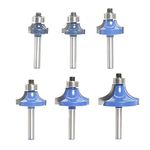 Sinoprotools Roundover Router Bits,6pcs Edge Forming Router Bit Set,Corner Rounding Router Bits 1/4 Inch shank, Radius - 1/8" 3/16" 1/4" 5/16" 3/8" 1/2"