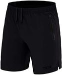 TCA Men's Elite Tech Lightweight Running or Gym Training Shorts with Zip Pockets - Triple Black, M